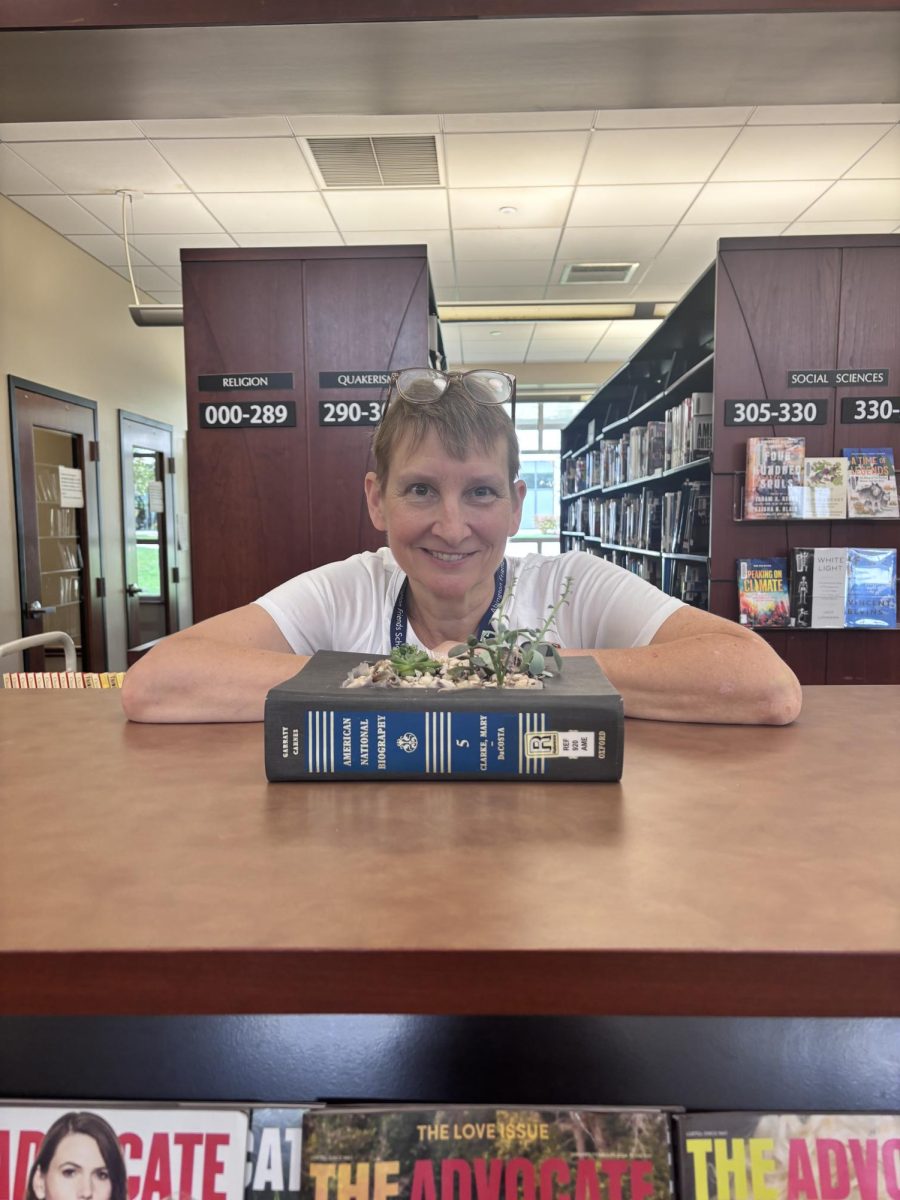 Toni Vahlsing in the AFS library.