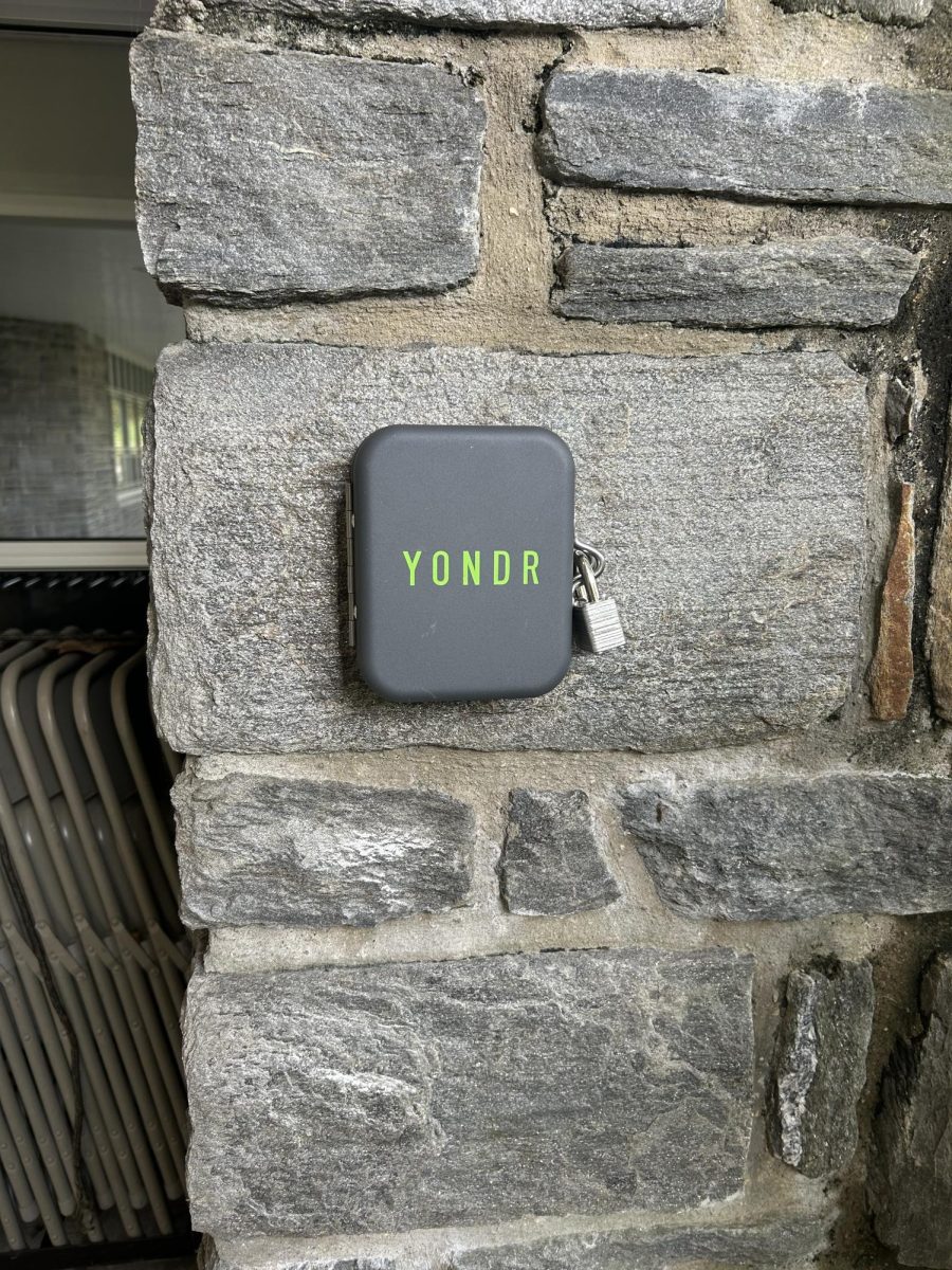 Lock boxes like this one will be placed around campus for students to lock and unlock their Yondr pouches

