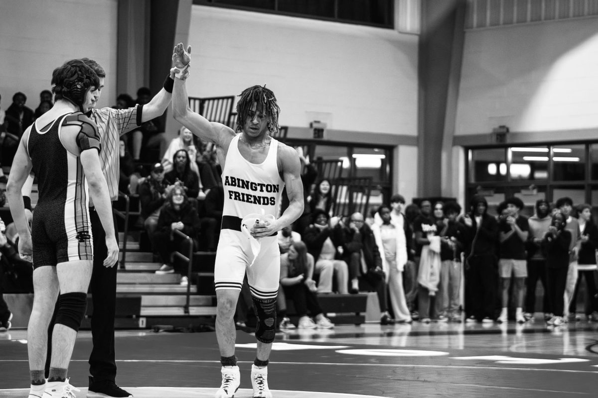 "Myles Griffin ‘26 secured the fastest match of the evening, having his hand raised in victory just 16 seconds after the match began."