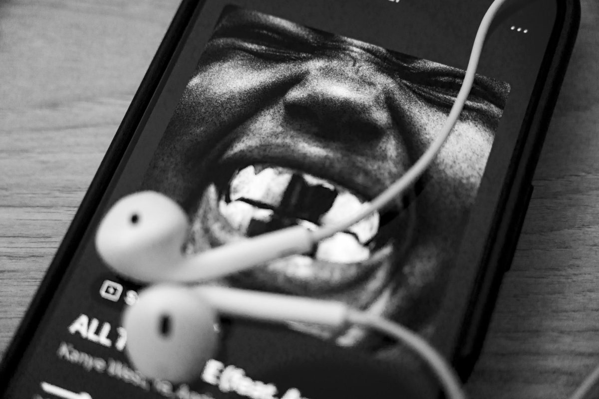 An image of Kanye's new song "ALL THE LOVE", from his album, "BULLY" playing on Spotify. 