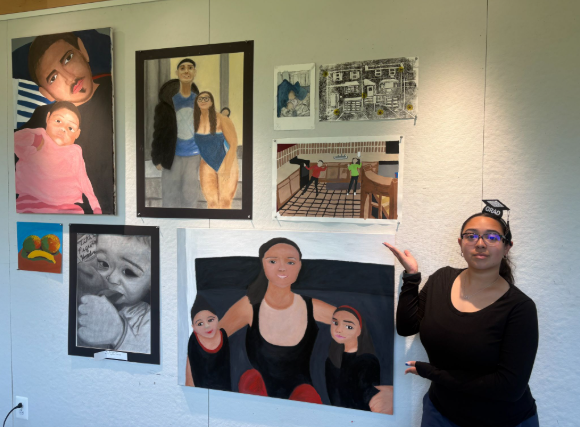 Mya Rodriguez '26 presents her artwork